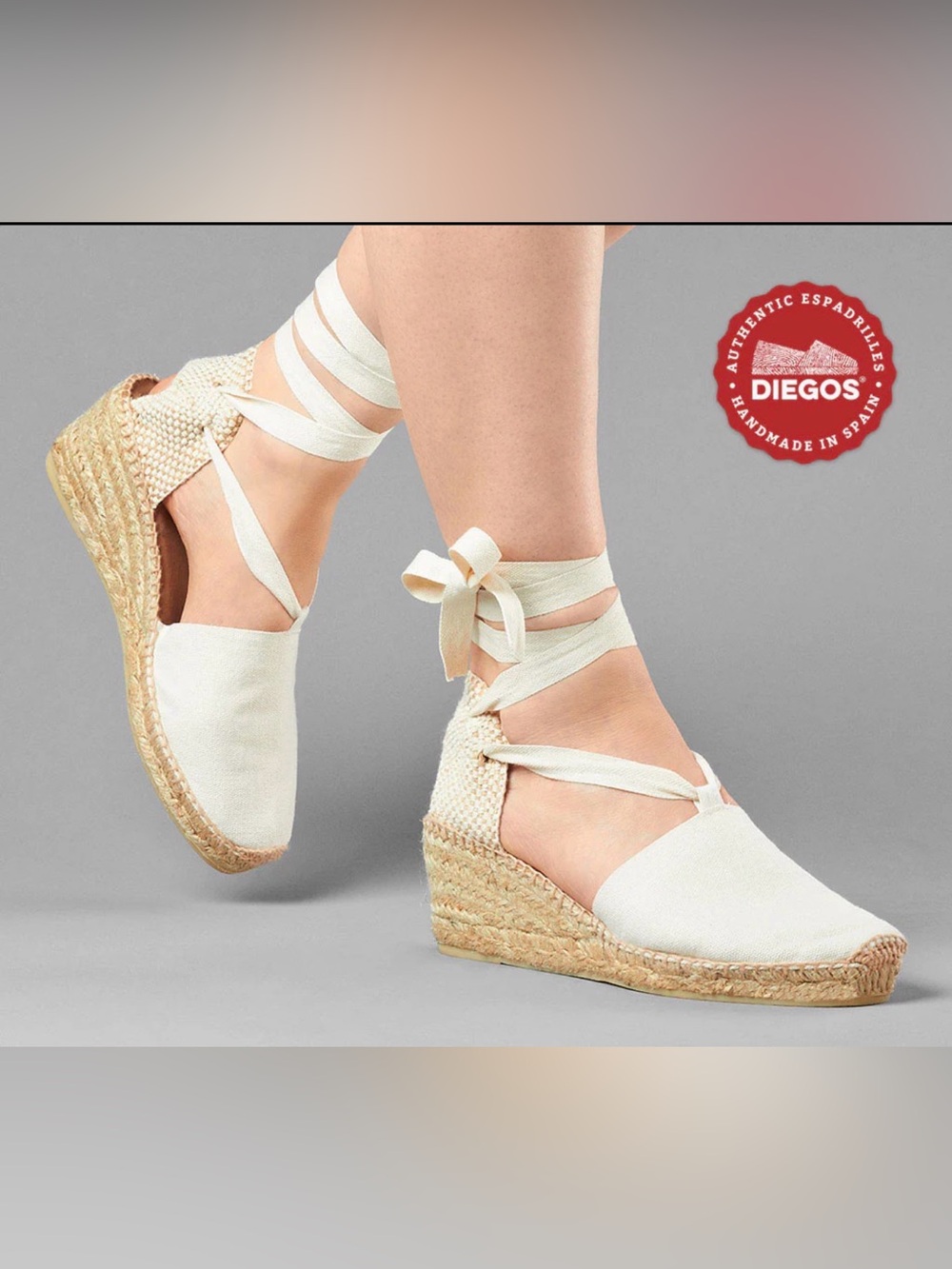 Diego’s Cream Lace-Up Espadrille Flats